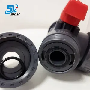 Ball Valve 3 Way UPVC Valvula 3 Way 3way Plastic Manufacture CPVC Flanged Double Union Ball Valve