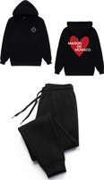 Ensemble de survêtement assorti pour couple - MAISON DE MONACO, imprimé cœur, 2 pièces, tenue décontractée pour homme et femme