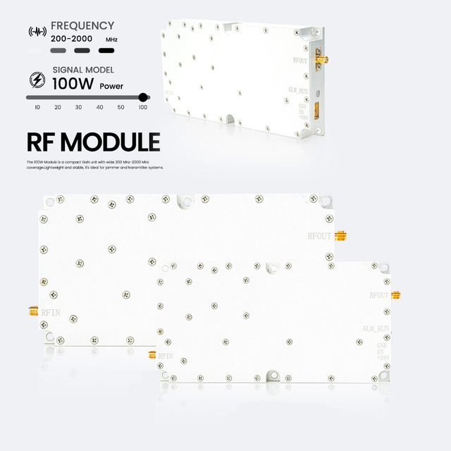 Anti-drone System 100W 200-2000MHz Anti FPV-drone Counter FPV UAV Drone-Defense Module C-band Wideband RF Power Amplifier Module
