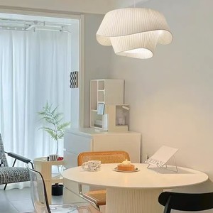 Lámpara colgante LED minimalista nórdica Mofas, forma ovalada cremosa para dormitorio, sala de estar, estudio, control de interruptor E27 blanco - Product Image 2