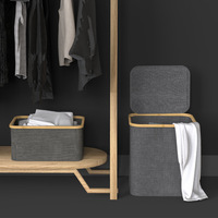 Pliable Tissu Bambou Panier À Linge Vêtements Jouet Boîte De Rangement Panier À Linge