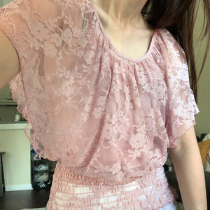 Camiseta de Mujer con Encaje y Manga Murciélago, Cuello Redondo, Tejido Holgado, Top Informal de Verano, Camiseta de Moda para Mujer - Product Image 3