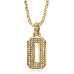 สร้อยคอจี้รูปทรงเลข 0-9 ประดับเพชร สไตล์ฮิปฮอป ชุบทองบนสแตนเลส สำหรับผู้ชาย สินค้ามาใหม่ ขายดี - Product Image 6