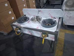 Çin Wok brülör ile ticari 201 paslanmaz çelik 3-brülör gaz sobası oteller ve restoranlar için büyük boy - Product Image 3