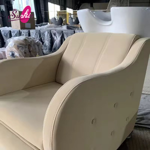 Muebles <span class=keywords><strong>de</strong></span> Salón <span class=keywords><strong>de</strong></span> Belleza, Lujosa Silla <span class=keywords><strong>de</strong></span> Lavado <span class=keywords><strong>de</strong></span> Cabello Beige con Lavabo, Silla Reclinable para Peluquería - Product Image 6