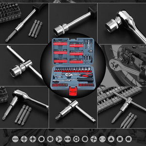 Kit d'outils multifonctionnels pour l'entretien automobile, jeu de clés à cliquet et embouts spéciaux avec étui de rangement rigide - Product Image 4