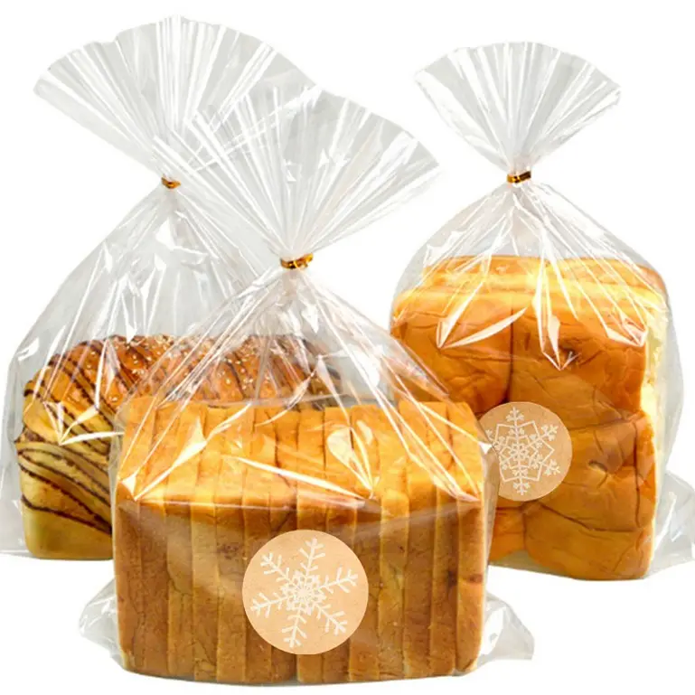Logo personnalisable biodégradable en plastique Opp Label Baguette Toast Sacs à pain avec fenêtres