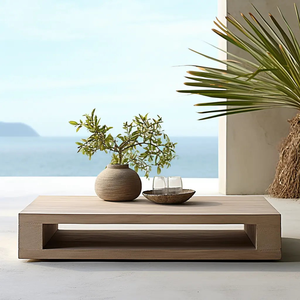 Moderne Einfachheit Design Outdoor Teak Tische Couch tisch Allwetter Low Side Tea Tisch
