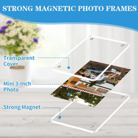 Vente en gros cadre photo magnétique pour réfrigérateur en acrylique transparent double face 2.36*3.54 mini cadre photo élégant