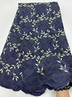 Dentelle suisse en voile 100% coton pur KC Fabric avec strass, 5 yards, broderie florale pour robe de mariée nigériane
