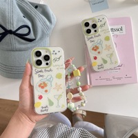 Pastorale Frais Blanc Vert Ins Sac D'été pour Filles 16Promax Graffiti Tomate Mûrier 15Pro avec TPU Matériel Mobile Phone Cases