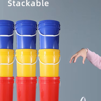 Seau en plastique PP transparent de qualité alimentaire, rond, 500 ml, 750 ml, 1 L-20 L, 5 gallons, avec poignée, logo personnalisé, seaux à peinture, vente en gros