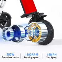 Trottinette électrique pliable à 3 roues TopMate ES33 en alliage d'aluminium léger, batterie 36V 7.8AH, fonction marche arrière, clé, 250W, étanche