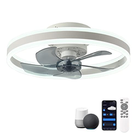 Ventilateur de plafond LED intelligent et moderne avec lumière lunaire, 6 vitesses de vent, 19,7 pouces, nouvelle prise de plafond étanche pour salon