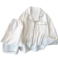 Pyjama Femme Été Automne Hiver à Manches Longues et Col Boutonné, Motif Dessin Animé en Relief, 100% Coton Biologique Respirant – Meilleure Vente