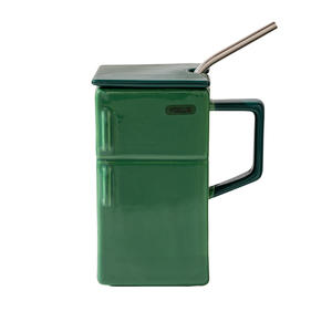 DD4326 Tasse à café en céramique rétro créative avec couvercle et paille, cadeau amusant pour couple de bureau - Product Image 6