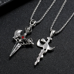 Stainless Steel Chain Jewelry Heart <strong>Dragon</strong> <strong>Sword</strong> Necklace Pendant Retro Punk Cross Tide Men's Accessories - Product Image 4