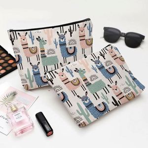 Cartoon Waterproof Linen Cosmetic Bag Travel Toiletry <b>Pouch</b> Zipper Makeup Bag for Women - Product Image 5