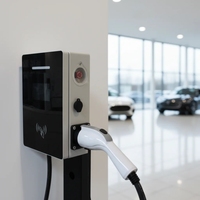 Nuevo Diseño de Cargador de Pared para Vehículos Eléctricos de 7kW/14kW con Doble Conector de 32A Tipo 2, Color Negro, 2 Años de Garantía, Uso Doméstico, Cable de 5m