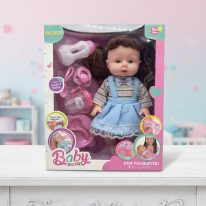 Poupée bébé de 36 cm format poche dans une boîte vitrine, outil d'apprentissage pour la routine quotidienne - Product Image 1