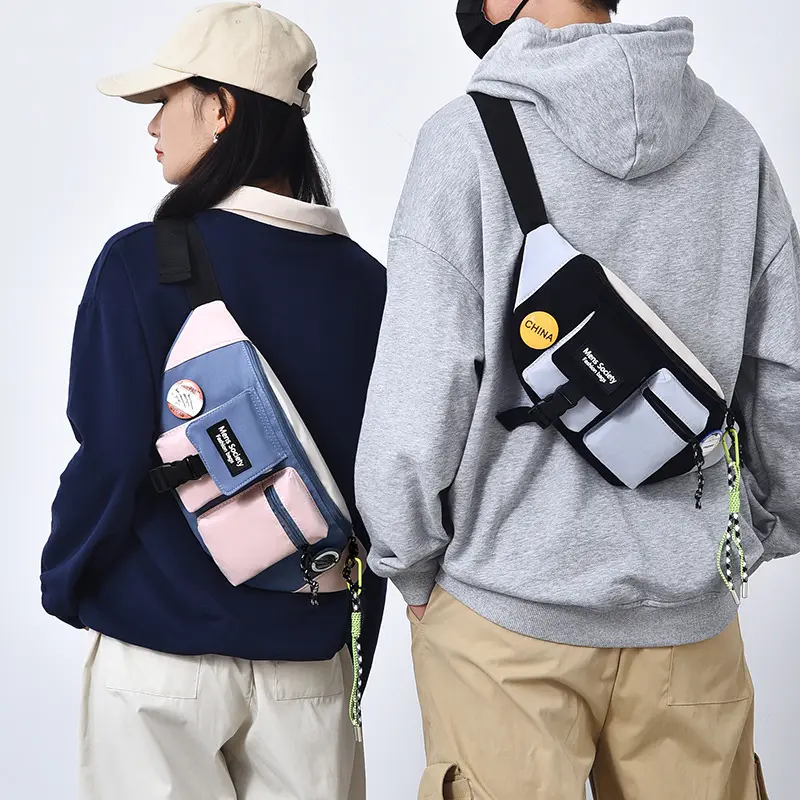 Erkek rahat cep telefonu çantası, çapraz vücut ağırlığı spor göğüs çantası, tuval ultra hafif ve büyük kapasiteli göğüs çantası
