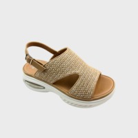 Sandales d'été compensées pour femmes, style plateforme, à talon en U ajouré, chaussures de créateur avec coussin d'air transparent amortissant les chocs