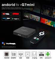 Décodeur intelligent G7mini Android 11 Amlogic S905W2 2 Go 16 Go 4K ATV Box avec télécommande vocale Lecteur multimédia domestique compact