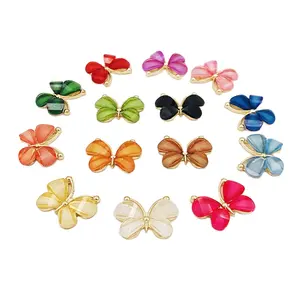 Beautiful Butterfly Metal Ornament Gold Plated Alloy Stained Glass Charms for Hair DIY Embellishment 100pcs Chinese Supplier