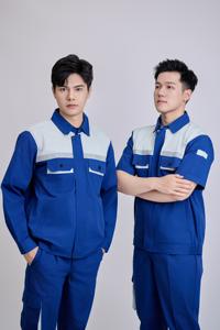 Nouveau haut vietnamien en mélange de coton et polyester FMF Ensemble de vêtements de travail de sécurité à manches longues bleu et gris pour femmes - Product Image 3