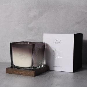 RAINCOAST porta vetro quadrato fatto a mano con candela color <span class=keywords><strong>ambra</strong></span> profumata 210g per decorazioni per le vacanze a base di <span class=keywords><strong>cera</strong></span> di palma - Product Image 5