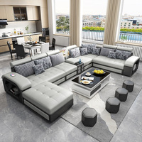 Ensemble de canapés modernes en tissu avec table basse en U et meuble TV pour petits et grands salons, style simple, rembourrage en éponge
