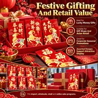 Enveloppes rouges du Nouvel An chinois avec logo personnalisé, vente en gros de paquets Ang Bao rouges et dorés pour cadeaux festifs d'entreprise