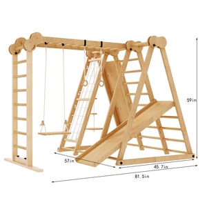 Juego de gimnasio multifuncional para niños de interior, Tobogán columpio para niños pequeños, marco de escalada de madera para escuelas Montessori, juego al aire libre - Product Image 2