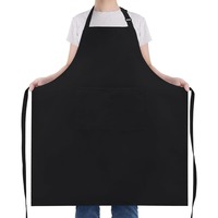 Wasserdichte Einfarbige Schürze mit Taschen, Große Verstellbare Langlebige Kochschürze für Frauen und Männer
