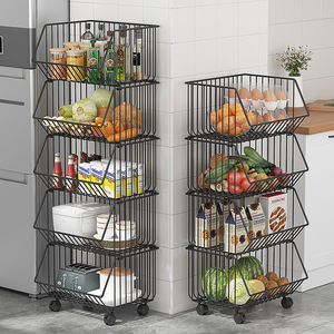 Wire <b>Basket</b> <b>Storage</b> Rack 2 Tier Removable Rectangle Standing Type With Handle For Kitchen Food Container - Product Image 2