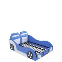 Lit pour enfants en cuir bleu moderne en forme de voiture, cadre en bois personnalisable en couleur et en taille, meubles pour les chambres des garçons et des filles