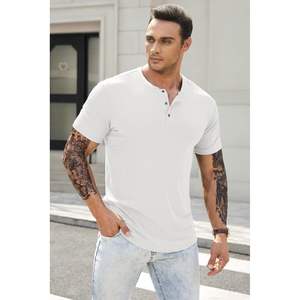 Camisetas deportivas personalizadas para hombre, camisetas Henley con cuello redondo y botones delanteros de palangre - Product Image 3