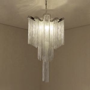Zeal Lighting Trending Aluminio Tassel Chain Chandelier Villa Silver Nordic Artistic Pendant Light - Product Image 5