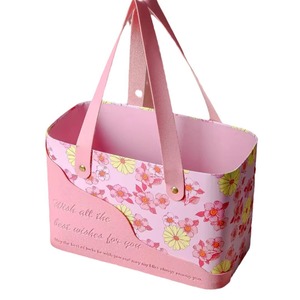 Wish All Best Boîte à bonbons de mariage gaufré en carton Cadeau d'affaires écologique recyclable Grande capacité Boîte ovale Poignée Tulipe - Product Image 1