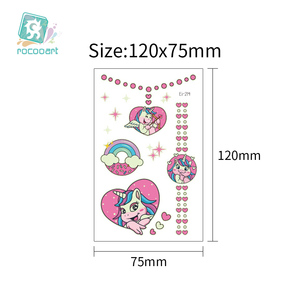 Autoadesivo del tatuaggio luminoso braccio per bambini viso incandescente tatuaggio bambini Body Art tatuaggio <span class=keywords><strong>unicorno</strong></span> cartone animato - Product Image 2
