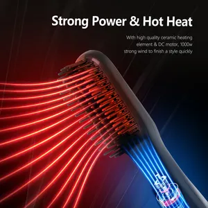 Luxury Volumizer 2-In-1 Negative Ion Hair Straightening Brush Salon Hot Air Brush Hair Dryer 1 Step Hair Dryer Brush