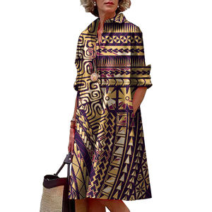 <span class=keywords><strong>Vestido</strong></span> de novia Tallas grandes Polinesia Tribal Impreso Maxi Vestidos Mujeres Casual Samoan Camisa Vestidos para fiesta - Product Image 6