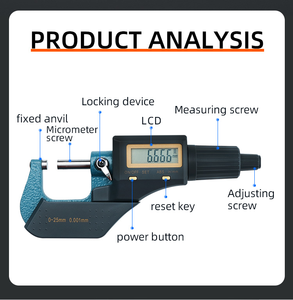 25-50 Hoge Kwaliteit Digitale <span class=keywords><strong>0</strong></span>-<span class=keywords><strong>25Mm</strong></span> 25-50Mm <span class=keywords><strong>Micrometer</strong></span> Meter Voor Het Meten Van Gereedschap Digitale Buiten <span class=keywords><strong>Micrometer</strong></span> - Product Image 2