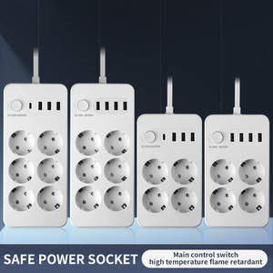 Multiprise standard européenne 4 prises 3 ports USB 2500W pour maison, bureau, hôtel - Product Image 2