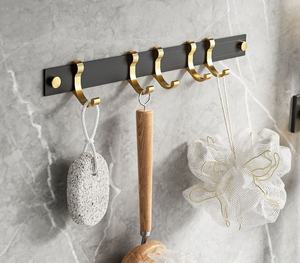 2025 핫 세일 공간 절약 디자인 벽걸이 형 샤워 보관 수건 선반 블랙 골드 욕실 액세서리 세트 럭셔리 알루미늄 - Product Image 4