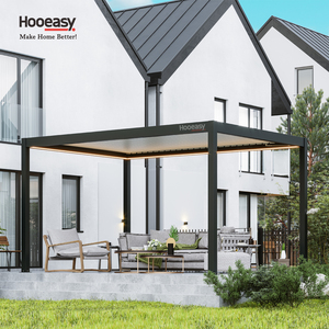Hooeasy các nhà sản xuất ngoài trời bioclimatic mirador sân sau Hướng dẫn sử dụng louvered mái vườn gazebo Zip Con lăn Rèm nhôm pergola - Product Image 5