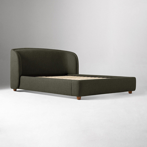 <span class=keywords><strong>Lit</strong></span> minimaliste avec tête de <span class=keywords><strong>lit</strong></span> incurvée, capitonné en tissu <span class=keywords><strong>vert</strong></span> olive, taille King, avec pieds en bois de noyer, pour usage hôtelier - Product Image 4