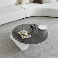 Table basse en verre trempé à effet fusion, design moderne à ondulations d'eau, au style haut de gamme, verre rond minimaliste pour salon