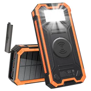 Wholesale Price High Quality Outdoor Large Capacity Portable PD 20W Fast Charging 20000 mAh Solar Power Bank with LED Light