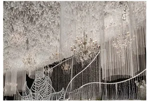 Vente chaude fil d'argent 3 mètres cordon rideau accessoires de mariage décoration de mariage frange rideaux rideau décoration de plafond